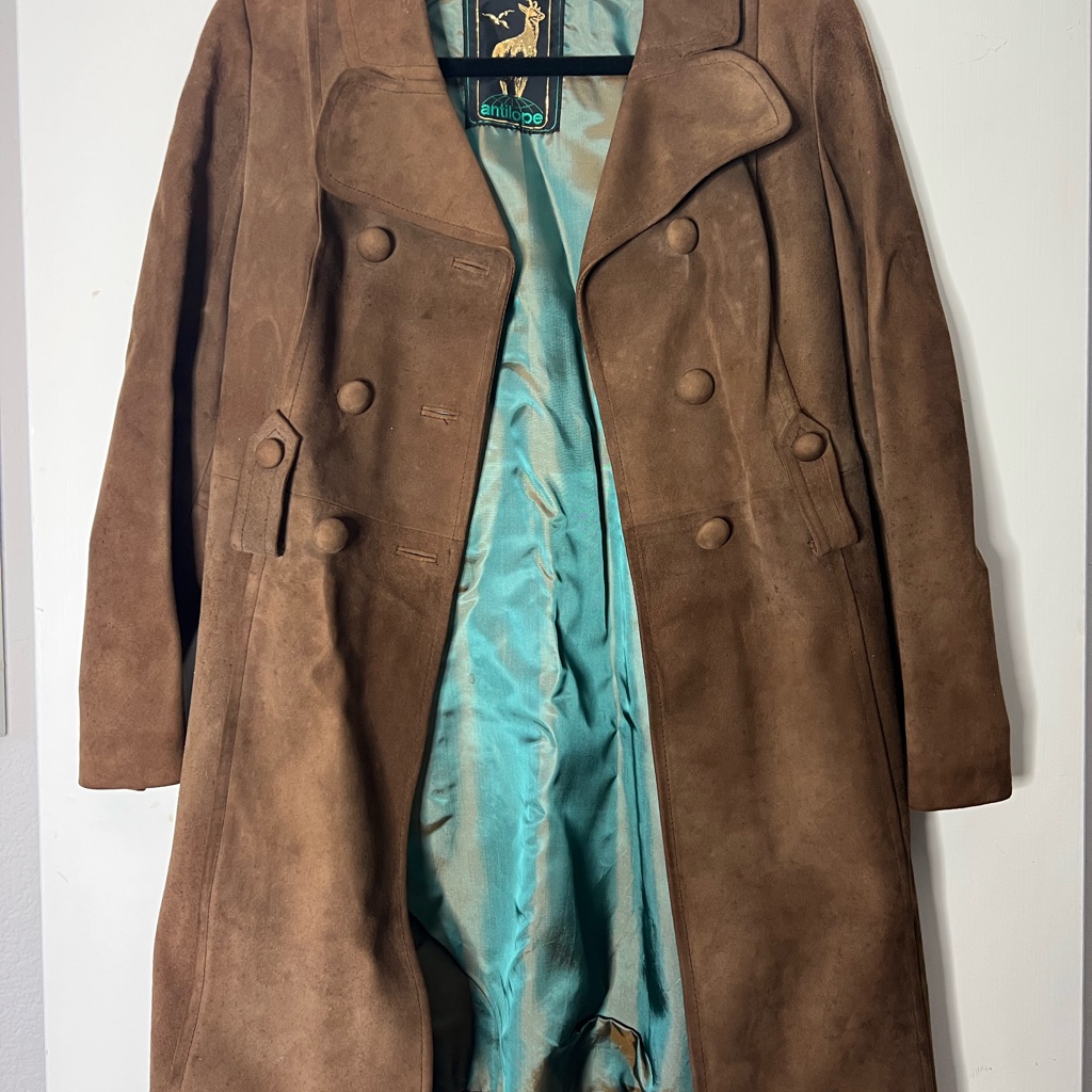 Vintage Dallara Antilope Suede Coat - Brown Italian Suede Double Breasted Long